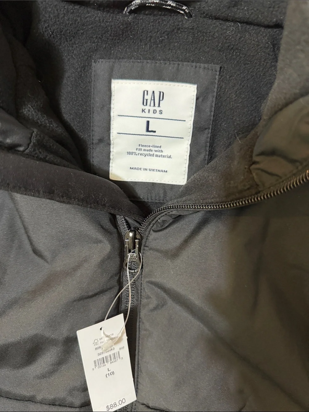 GAP Kids Black Hooded Jacket L (10)